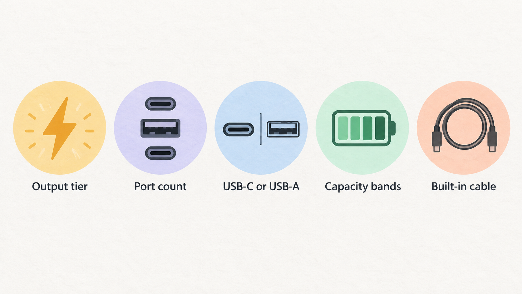 Illustrate the specific Anker 335 Charger (67W) example in the section and its stated port arrangement, included cable and output caveat.